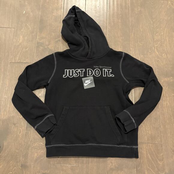 Nike Other - Nike Sportswear Hoodie Boys Medium Black Just Do It Swoosh Pullover DD8660-010